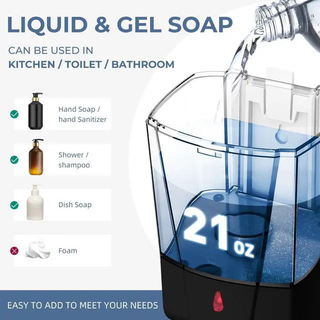 Alt view image 2 of 7 - ! Automatic Soap Dispenser Wall Mount 20oz Refillable Liquid Hand Sanitizer Dispenser Commercial Soap Dispenser for Bathroom Support Liquid Gel