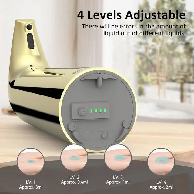Alt view image 6 of 6 - Convenient Automatic Soap Dispenser,4 Adjustable Levels Touchless Hand Sanitizer Pump with Infrared Sensor, 400 ml Countertop Electric Soap Dispenser for Bathroom,Kitchen (Gold)