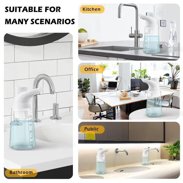 Alt view image 6 of 6 - Adjustable Automatic Soap Dispenser Touchless, 4 Adjustable LevelsBattery Powered Operated Sensor Liquid Soap PumpTouch-Free Hand Sanitizer Dispenser