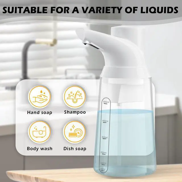 Alt view image 5 of 6 - Adjustable Automatic Soap Dispenser Touchless, 4 Adjustable LevelsBattery Powered Operated Sensor Liquid Soap PumpTouch-Free Hand Sanitizer Dispenser
