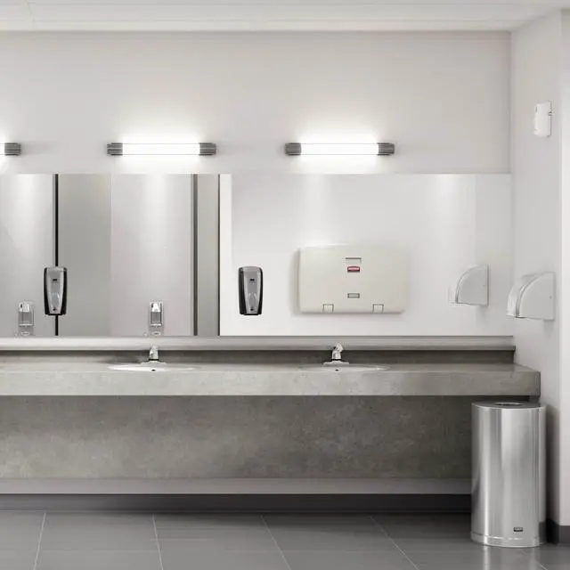 Alt view image 7 of 7 - AutoFoam Hand Soap & Sanitizer Dispenser Black/Black Pearl Touchless Wall Mount Battery Operated for Restrooms in Offices/Hotels/Entertainment/Schools