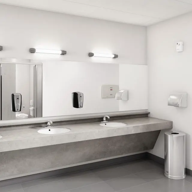 Alt view image 5 of 7 - AutoFoam Hand Soap & Sanitizer Dispenser Black/Black Pearl Touchless Wall Mount Battery Operated for Restrooms in Offices/Hotels/Entertainment/Schools