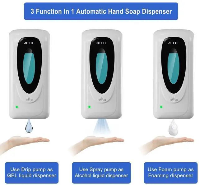 Alt view image 2 of 7 - Touchless Automatic Foaming Hand Soap Dispenser Wall Mount, Motion Sensor Foam Liquid Refill Bottle Sanitizer Dispensing for Bathroom Kitchen Home Farmhouse Station 1306-s