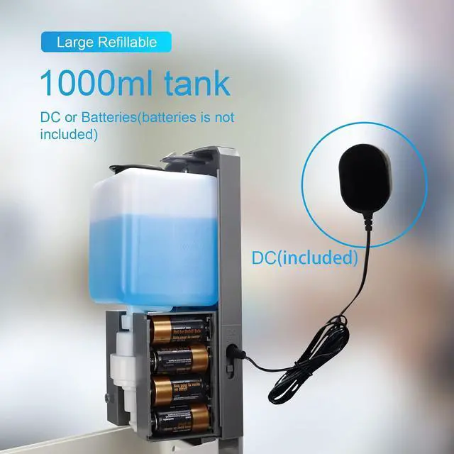 Alt view image 4 of 7 - Touchless Automatic Foaming Hand Soap Dispenser Wall Mount, Motion Sensor Foam Liquid Refill Bottle Sanitizer Dispensing for Bathroom Kitchen Home Farmhouse Station 1306-s