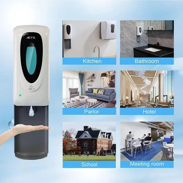 Alt view image 6 of 7 - Touchless Automatic Foaming Hand Soap Dispenser Wall Mount, Motion Sensor Foam Liquid Refill Bottle Sanitizer Dispensing for Bathroom Kitchen Home Farmhouse Station 1306-s