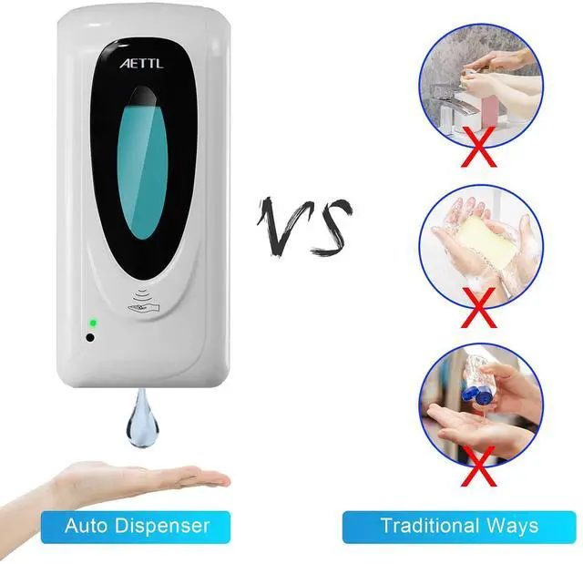 Alt view image 7 of 7 - Touchless Automatic Foaming Hand Soap Dispenser Wall Mount, Motion Sensor Foam Liquid Refill Bottle Sanitizer Dispensing for Bathroom Kitchen Home Farmhouse Station 1306-s