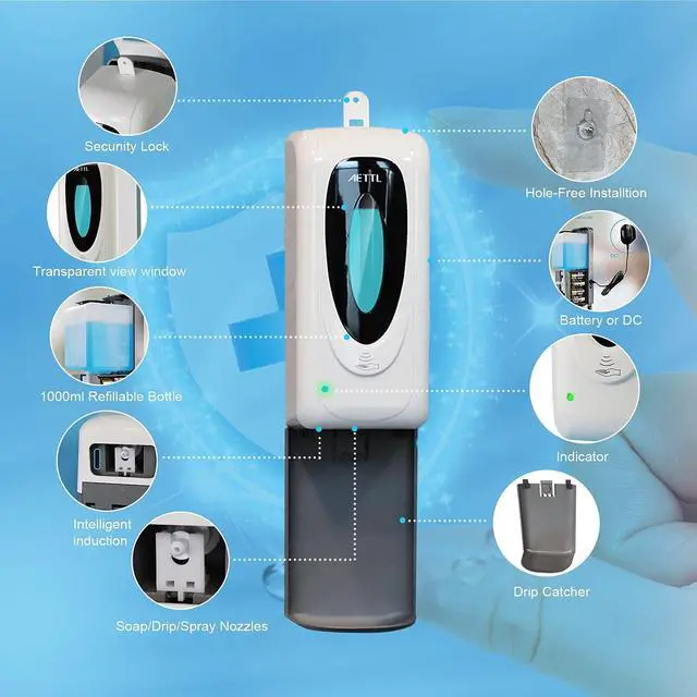 Alt view image 5 of 7 - Touchless Automatic Foaming Hand Soap Dispenser Wall Mount, Motion Sensor Foam Liquid Refill Bottle Sanitizer Dispensing for Bathroom Kitchen Home Farmhouse Station 1306-s