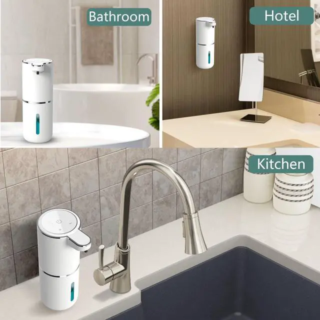 Alt view image 5 of 7 - Automatic Liquid Soap Dispenser,Touchless Hand Soap Dispenser 13.5oz/400ml USB Rechargeabled Dispenser Electric,Wall Mounted 4 Levels Adjustable Soap Dispenser Pump for Bathroom Kitchen Dish Soap