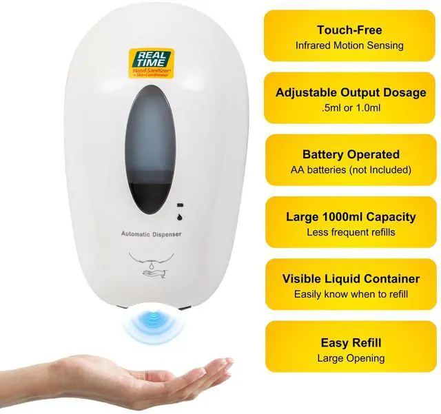 Alt view image 2 of 5 - Wall Mount Automatic Hand Sanitizer Touchless Dispenser by Real Time Pain Relief