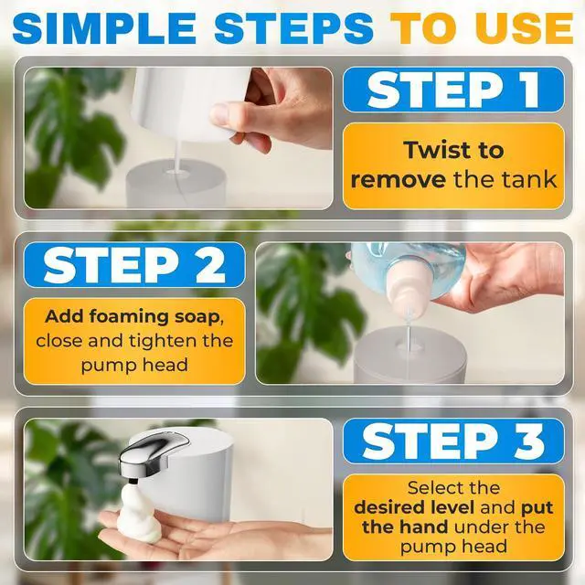 Alt view image 6 of 7 - Automatic Soap Dispenser Touchless - 13.5 Oz Automatic Hand Soap Dispenser, 4-Level Adjustable Foaming, Rechargeable and Long-Lasting, Good for Kitchen, Bathroom, Hotels, Great as Home Essentials Gift