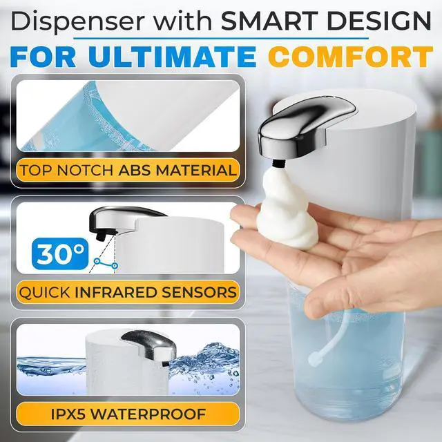 Alt view image 7 of 7 - Automatic Soap Dispenser Touchless - 13.5 Oz Automatic Hand Soap Dispenser, 4-Level Adjustable Foaming, Rechargeable and Long-Lasting, Good for Kitchen, Bathroom, Hotels, Great as Home Essentials Gift