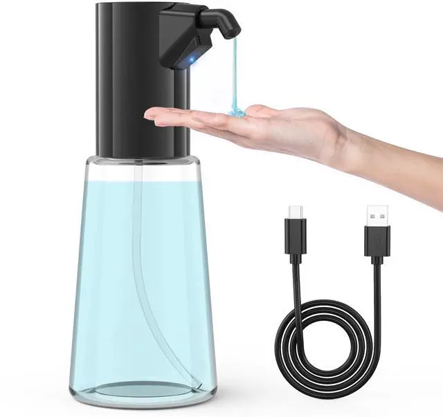 Main image of Automatic Soap Dispenser Adjustable,4 Adjustable Levels Rechargeable Electric Liquid Dispenser,450ml Touchless Hand Sanitizer Pump for Bathroom and Kitchen,The Bottle is Replaceable (Black)