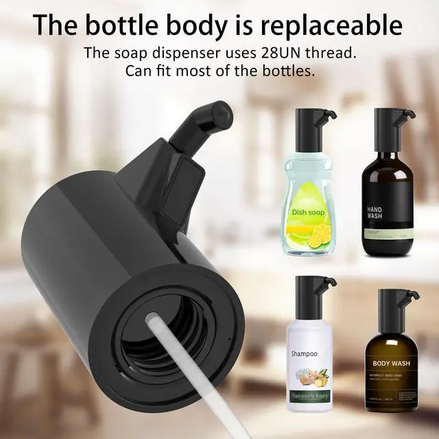 Alt view image 5 of 6 - Automatic Soap Dispenser Adjustable,4 Adjustable Levels Rechargeable Electric Liquid Dispenser,450ml Touchless Hand Sanitizer Pump for Bathroom and Kitchen,The Bottle is Replaceable (Black)