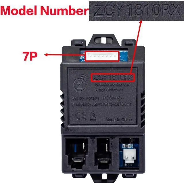 Alt view image 2 of 5 - The White Socket is 7 pin ZCY1810RX Control Box for 6V 12V Kids Ride On Toys Car Replacement Parts Receiver Remote Control Car Motor Controller
