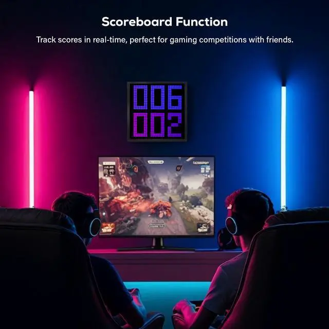 Alt view image 3 of 7 - Tech Solutions Smart Bluetooth Pixel Frame 32x32 Programmable RGB LED Display for Art, Animations, Digital Clock, DIY Decor, and Gaming Accessories