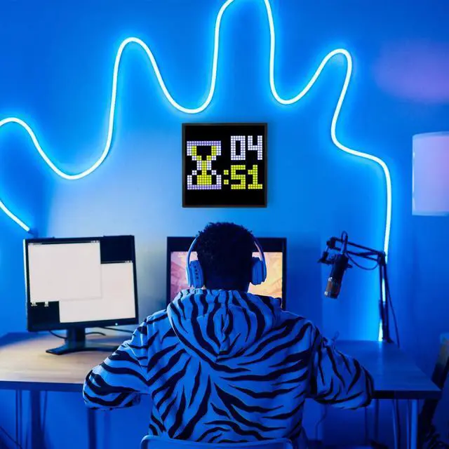 Alt view image 6 of 7 - Tech Solutions Smart Bluetooth Pixel Frame 32x32 Programmable RGB LED Display for Art, Animations, Digital Clock, DIY Decor, and Gaming Accessories