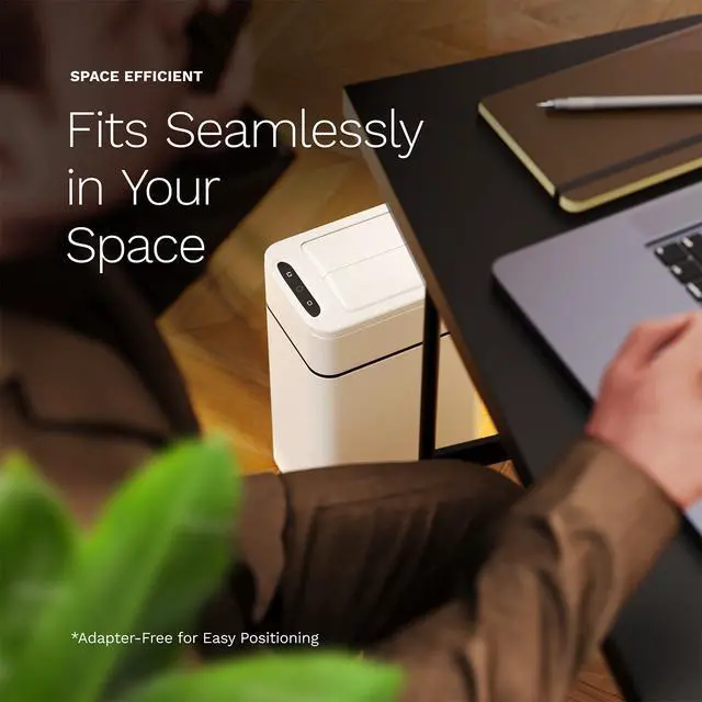 Alt view image 5 of 7 - 2.4 Gallon Touchless Sensor Trash Can, Automatic Retractable Butterfly Lid, Batteries Included, Space-Efficient, Easy Clean, Battery-Powered