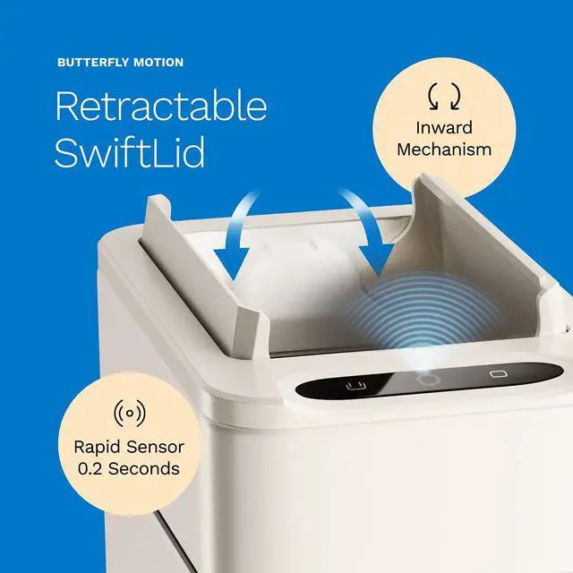 Alt view image 3 of 7 - 2.4 Gallon Touchless Sensor Trash Can, Automatic Retractable Butterfly Lid, Batteries Included, Space-Efficient, Easy Clean, Battery-Powered