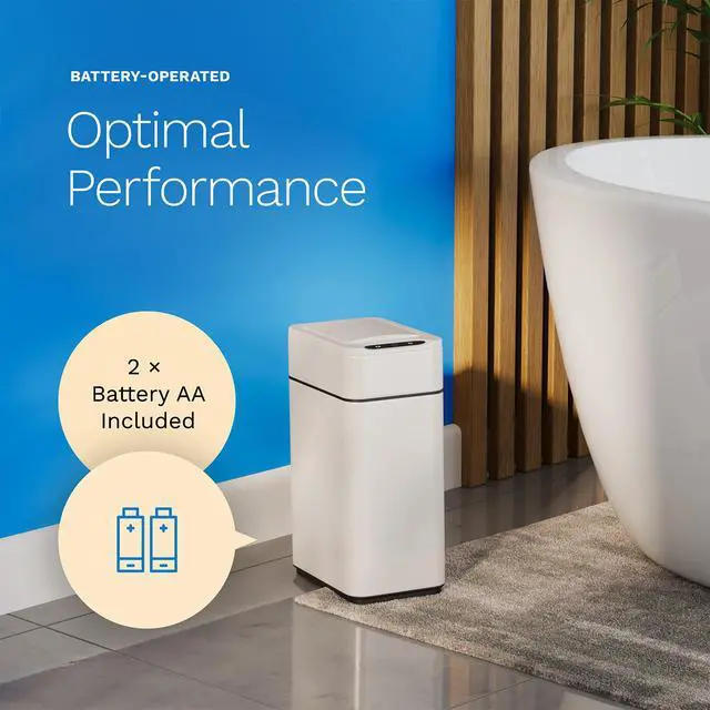 Alt view image 6 of 7 - 2.4 Gallon Touchless Sensor Trash Can, Automatic Retractable Butterfly Lid, Batteries Included, Space-Efficient, Easy Clean, Battery-Powered