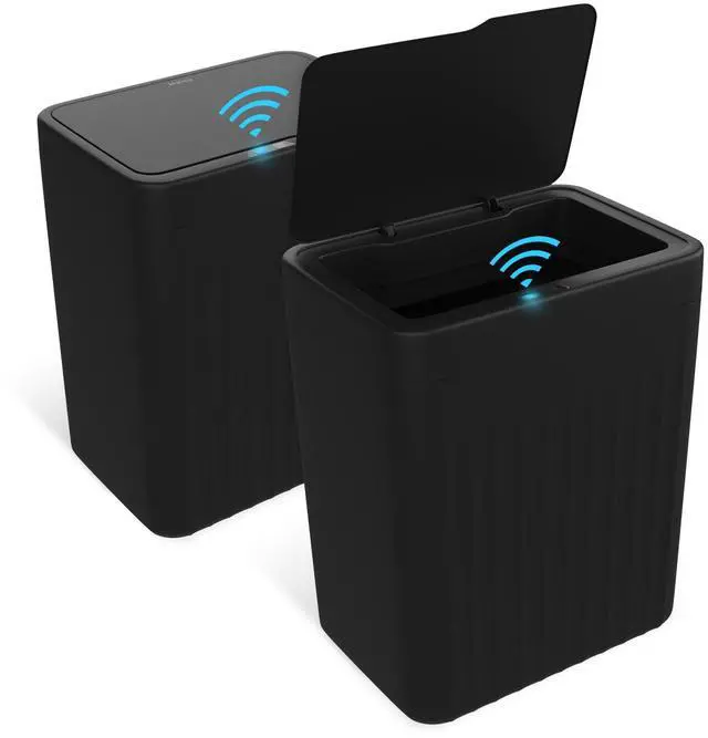 Main image of 4 Gal Bathroom Trash Can with Lid,Automatic Garbage Can with Touchless and Sealed Design,Slim Motion Sensor Waterproof Plastic Trash Bin Suitable for Bedrooms,Bathrooms,Kitchens2 Pack, Black