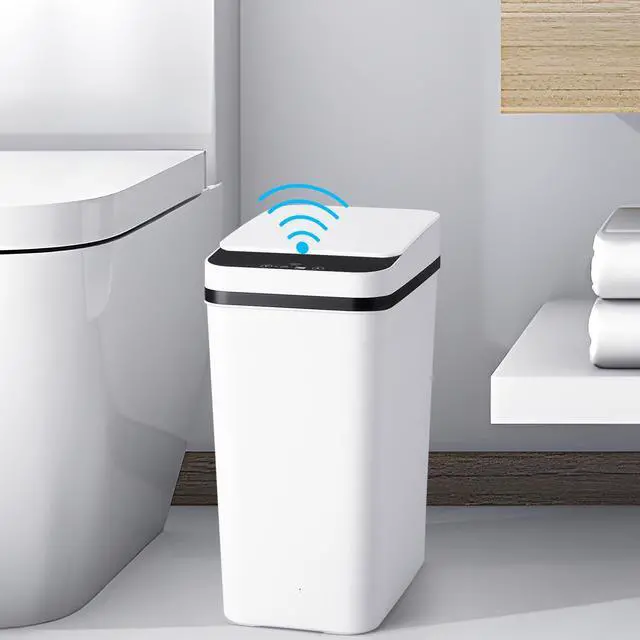 Main image of Bathroom Trash Cans with Lid Touchless Automatic Motion Sensor 4 Gallon Small Garbage Can, Smart Electric Plastic Narrow Garbage Bin for Living Room Bedroom Office Kitchen (White)