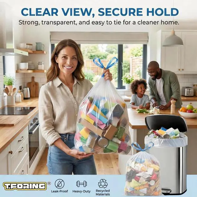 Alt view image 7 of 7 - 21 Gallon Trash Bags Drawstring 120 Count, 1.7 Mil White Garbage Bags Unscented,Easy-Dispense Roll for Kitchen & Household Use, Code G,79.5 L