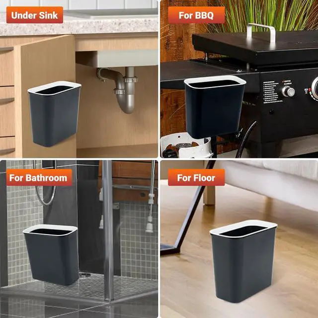 Alt view image 7 of 7 - 2.1 Gallon Magnetic Garbage Can, BBQ Grills Utensils Organizer Holder, Wall-Mounted Hanging Trash Bin for Kitchen, Cabinet, Door, Bedroom, Bathroom, Camping