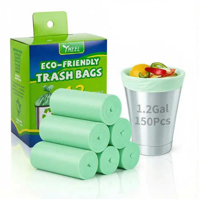 Main image of Small Trash Bags 1.2 Gallon: YHEEL Bathroom Trash Bags Unscented Small Garbage Bags Strong Leak-Proof Trash Liners for Office Bedroom - 150 Counts