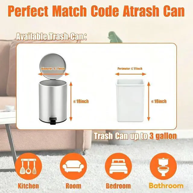 Alt view image 2 of 7 - 3 Gallon Small Trash Bags (5L12L) 100 Count Black Mini Garbage Bags, Unscented Wastebasket Liners for Bathroom, Bedroom, Office, and Desk
