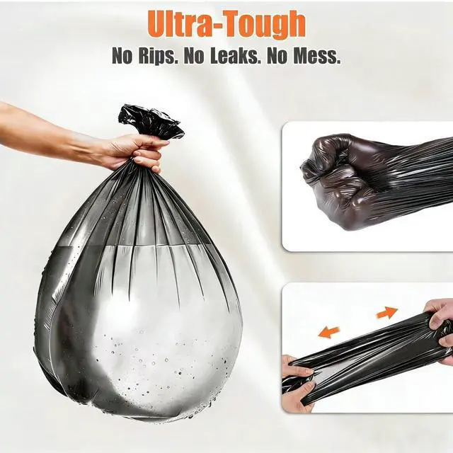 Alt view image 5 of 7 - 3 Gallon Small Trash Bags (5L12L) 100 Count Black Mini Garbage Bags, Unscented Wastebasket Liners for Bathroom, Bedroom, Office, and Desk