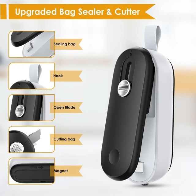 Alt view image 2 of 7 - Mini Bag Sealer, 2 in 1 Heat Sealer with Cutter, Portable Resealer Machine for Chip, Plastic Bags Food Storage Snacks (Batteries Included)