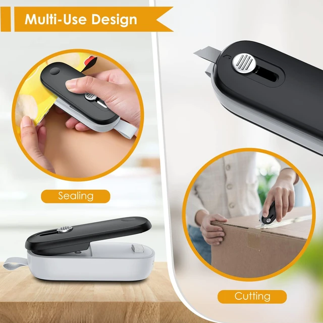 Alt view image 3 of 7 - Mini Bag Sealer, 2 in 1 Heat Sealer with Cutter, Portable Resealer Machine for Chip, Plastic Bags Food Storage Snacks (Batteries Included)