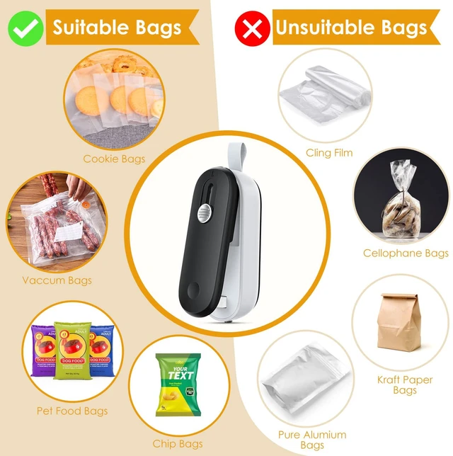 Alt view image 6 of 7 - Mini Bag Sealer, 2 in 1 Heat Sealer with Cutter, Portable Resealer Machine for Chip, Plastic Bags Food Storage Snacks (Batteries Included)