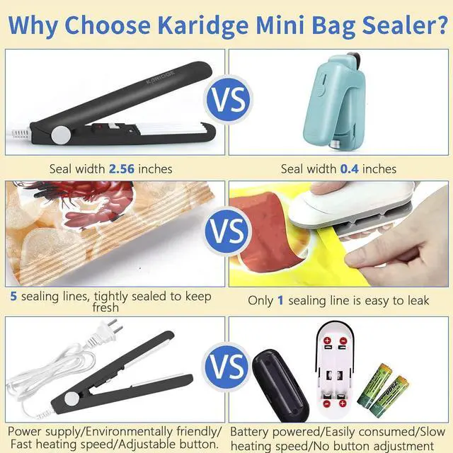 Alt view image 3 of 6 - chip Bag Sealer Mini, Handheld Heat Sealer for Chip Bags and Mylar Bags, Portable Bag Resealer for Food Storage - Black