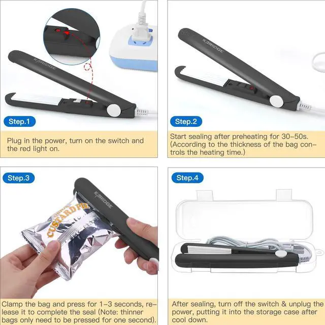 Alt view image 4 of 6 - chip Bag Sealer Mini, Handheld Heat Sealer for Chip Bags and Mylar Bags, Portable Bag Resealer for Food Storage - Black