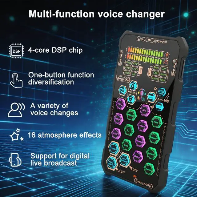 Alt view image 3 of 7 - SK9 Portable Handheld Voice Changer Set with Live Sound Effects for Karaoke, Broadcasting, Living, Singing, Recording, Gaming, Gift