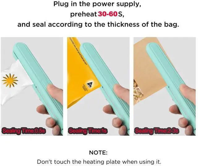 Alt view image 6 of 7 - Hand-held Heat Sealer for Food Plastic Bags, Portable Mini Sealing Machine for Mylar Aluminum Foil Packaging Bag