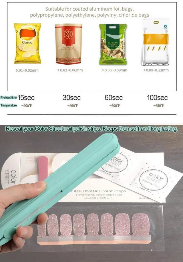 Alt view image 7 of 7 - Hand-held Heat Sealer for Food Plastic Bags, Portable Mini Sealing Machine for Mylar Aluminum Foil Packaging Bag