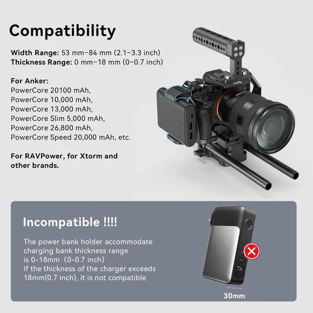 Alt view image 4 of 7 - Aluminum Power Bank Holder, Powerbank Mount Clamp Compatible with Width Range: 53 mm84 mm (2.13.3 inches) and Thickness Range: 0 mm18 mm (00.7 inch) Power Banks - BUB2336