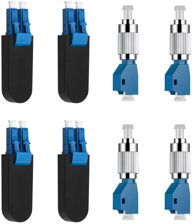 Main image of 4 Pcs Single Mode 9/125 FC Male to LC Female VFL Fiber Optic Adapter Convertor and 4 Pcs Singlemode LC/UPC Fiber Optic Loopback Adapter Tester - Connector Test Plug for Optical Cable Testing