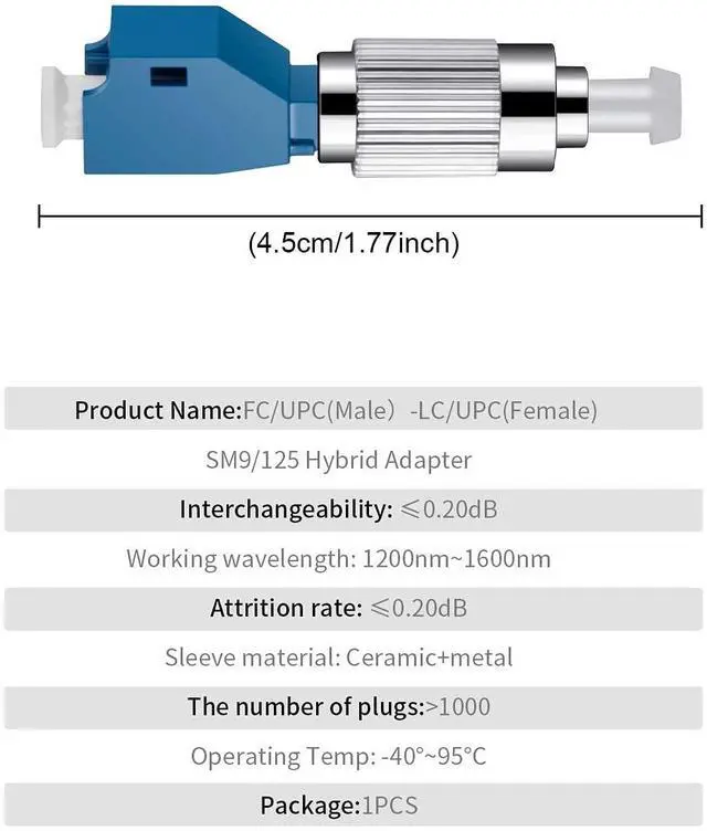 Alt view image 6 of 6 - 4 Pcs Single Mode 9/125 FC Male to LC Female VFL Fiber Optic Adapter Convertor and 4 Pcs Singlemode LC/UPC Fiber Optic Loopback Adapter Tester - Connector Test Plug for Optical Cable Testing