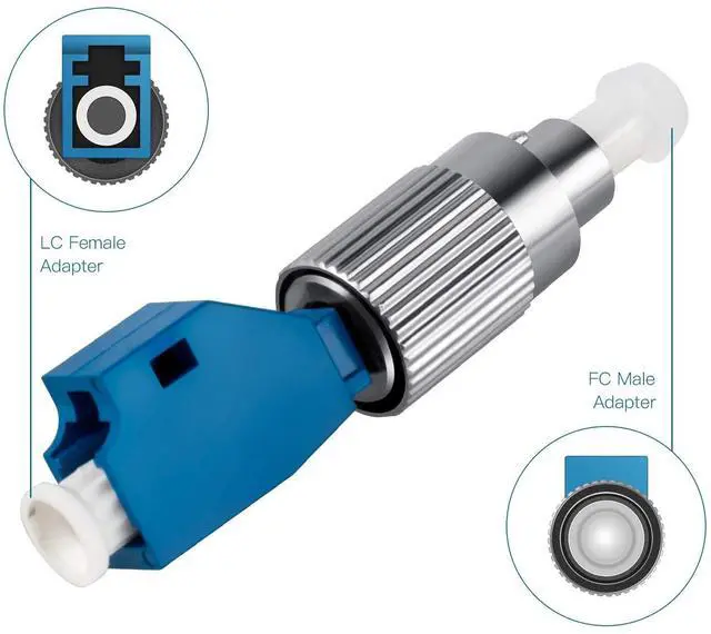 Alt view image 4 of 6 - 4 Pcs Single Mode 9/125 FC Male to LC Female VFL Fiber Optic Adapter Convertor and 4 Pcs Singlemode LC/UPC Fiber Optic Loopback Adapter Tester - Connector Test Plug for Optical Cable Testing