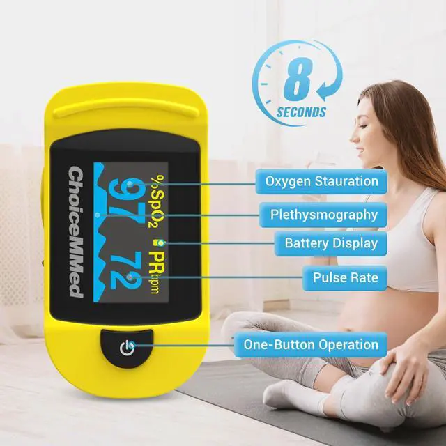 Alt view image 3 of 7 - ChoiceMMed C20 Pulse Oximeter - Fingertip Pulse Oximeter Blood Oxygen Saturation Monitor - Large OLED Screen SPO2 Monitor with Lanyard and Carrying Case