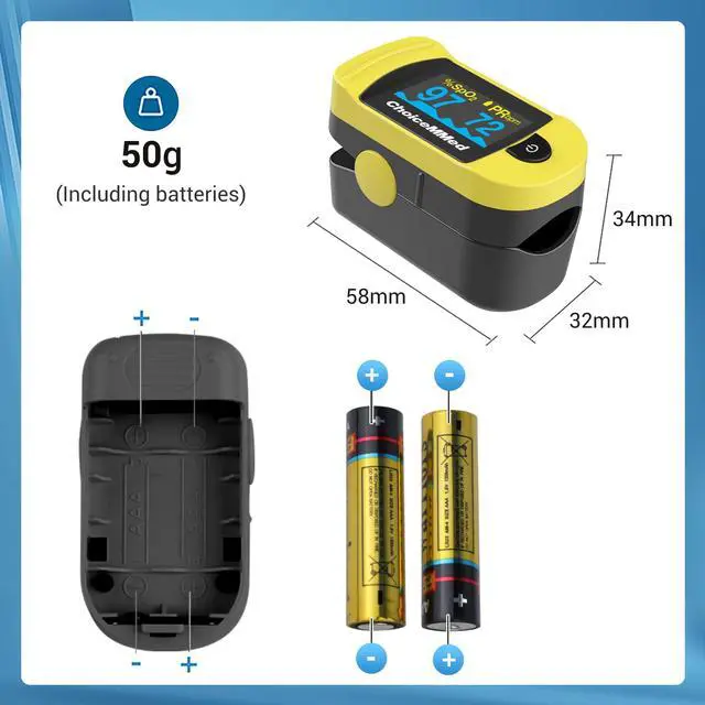 Alt view image 5 of 7 - ChoiceMMed C20 Pulse Oximeter - Fingertip Pulse Oximeter Blood Oxygen Saturation Monitor - Large OLED Screen SPO2 Monitor with Lanyard and Carrying Case