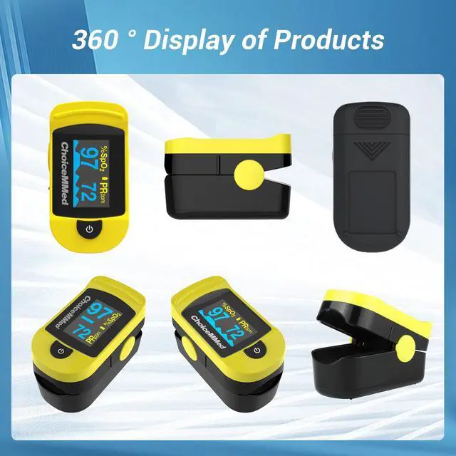 Alt view image 7 of 7 - ChoiceMMed C20 Pulse Oximeter - Fingertip Pulse Oximeter Blood Oxygen Saturation Monitor - Large OLED Screen SPO2 Monitor with Lanyard and Carrying Case
