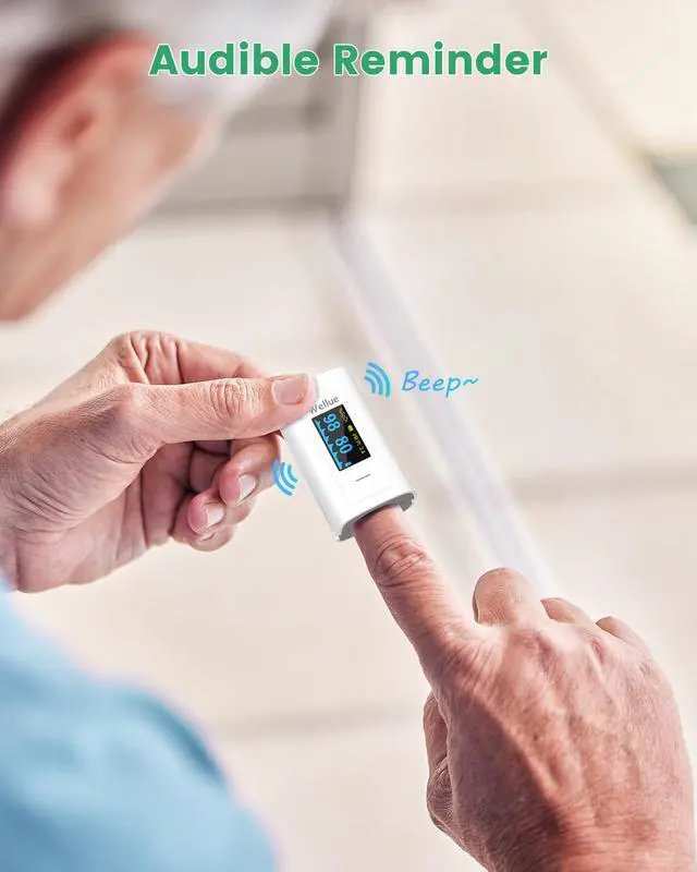 Alt view image 4 of 7 - Bluetooth Pulse Oximeter Fingertip, Blood Oxygen Saturation Monitor with Built-in Memory, OLED Screen, Batteries, Free APP, Carry Bag & Lanyard