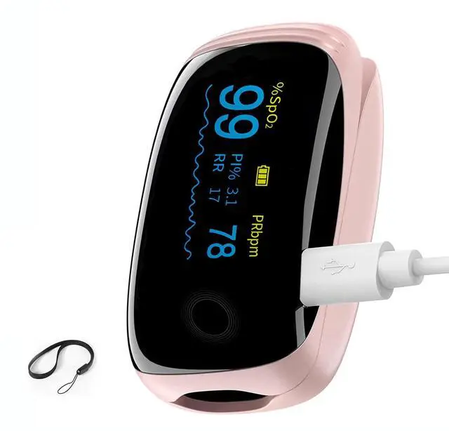Main image of Rechargeable Pulse Oximeter Fingertip Oxygen Monitor Fingertip with SpO2 Pulse Rate and PI OLED Precision Fast Oximeter SpO2 Reading Outdoor Sports Home (pink)