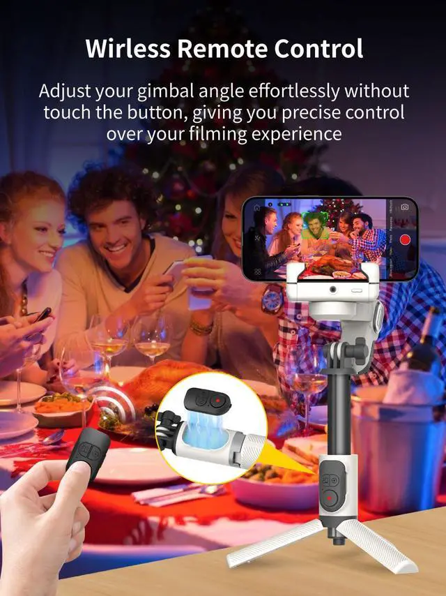 Alt view image 5 of 7 - Gimbal Stabilizer for iPhone, Sefie Stick Tripod with Auto Face Tracking for TIK Tok YouTube Video Recording, 4 in 1 Gimbal Stabilizer with 360° Rotation for iPhone/Andriod -M1 Pro White