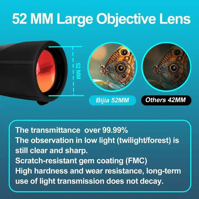Alt view image 3 of 7 - 12x52 ED Monocular Telescope with Tripod & Phone Adapter BAK4 Prism, Fully Multi-Coated Lens, Waterproof High Power Scope for Bird Watching, Hunting & Travel