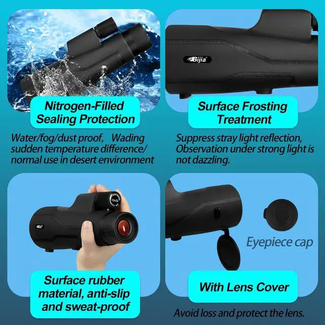 Alt view image 7 of 7 - 12x52 ED Monocular Telescope with Tripod & Phone Adapter BAK4 Prism, Fully Multi-Coated Lens, Waterproof High Power Scope for Bird Watching, Hunting & Travel